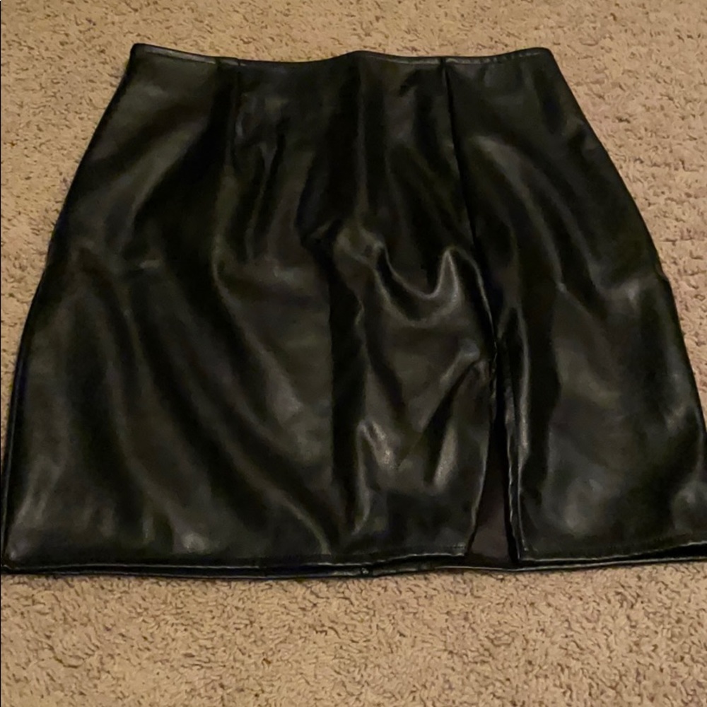 Black faux leather skirt